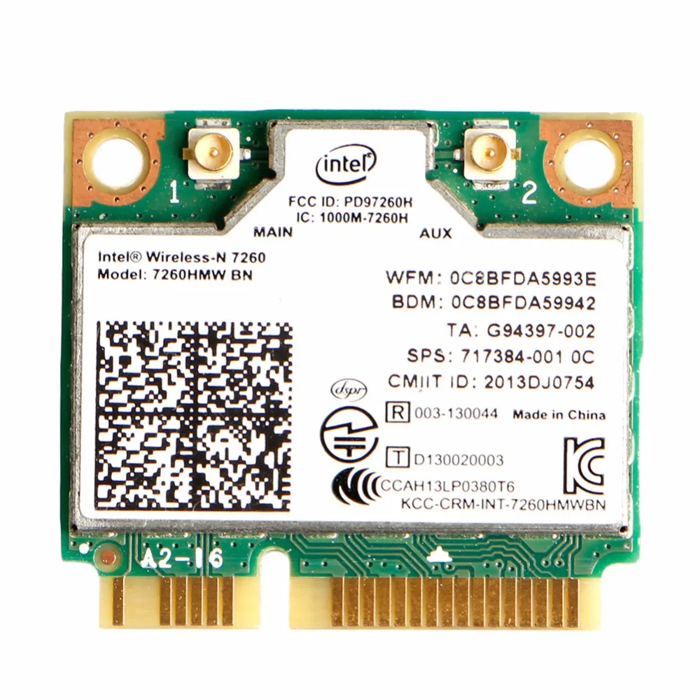 Intel беспроводной-N 7260HMW BN Половина мини PCIe PCI-Express WLAN wifi карта модуль