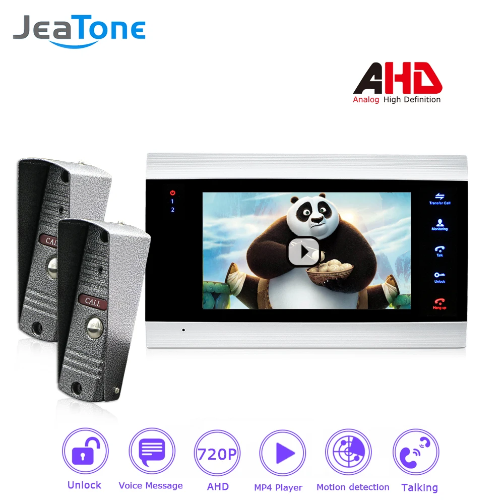 720P/AHD Video Intercom 7'' Video Door Phone Door Bell Door Speaker Security System Voice message/Motion Detection/MP4 Player