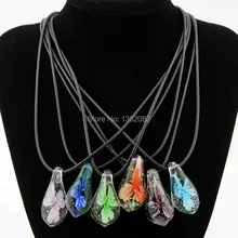 Очаровательный цветок фосфоресцирующий лэмпворк стеклянные подвески Капельное ожерелье из муранского стекла чокер для девушек женские ювелирные изделия MN568