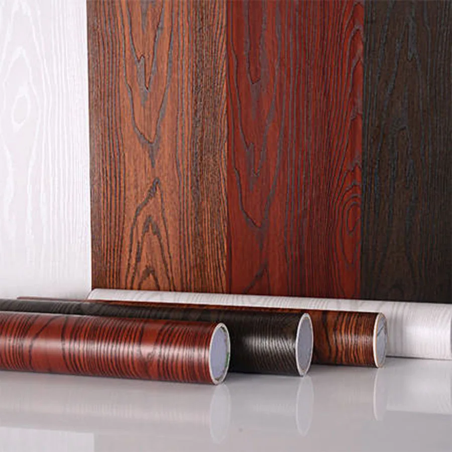 

Vintage Bedroom Wardrobe Door Contact Paper Wood Grain Vinyl Wallpaper Peel and Stick Film Table Furniture Waterproof Home Decor