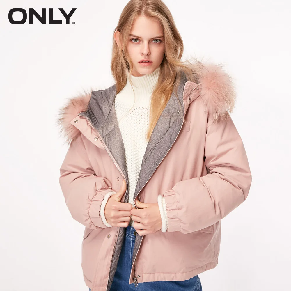 

ONLY Women's Loose Fit Big Fur Collar Short Duck Down Jacket |118323520