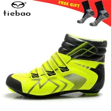 TIEBAO/Профессиональная зимняя обувь для шоссейного велосипеда; Водонепроницаемая Обувь для велоспорта; обувь с автоматическим замком; нескользящие велосипедные ботинки; Zapatos de ciclismo