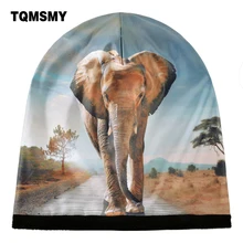 Хип-Хоп Кепка унисекс 3D Рисунком Слона шляпа женщин плюс бархат тюрбан Шапки двойной слой gorro зимние шапки для мужчин лыжные шапочки Бонн