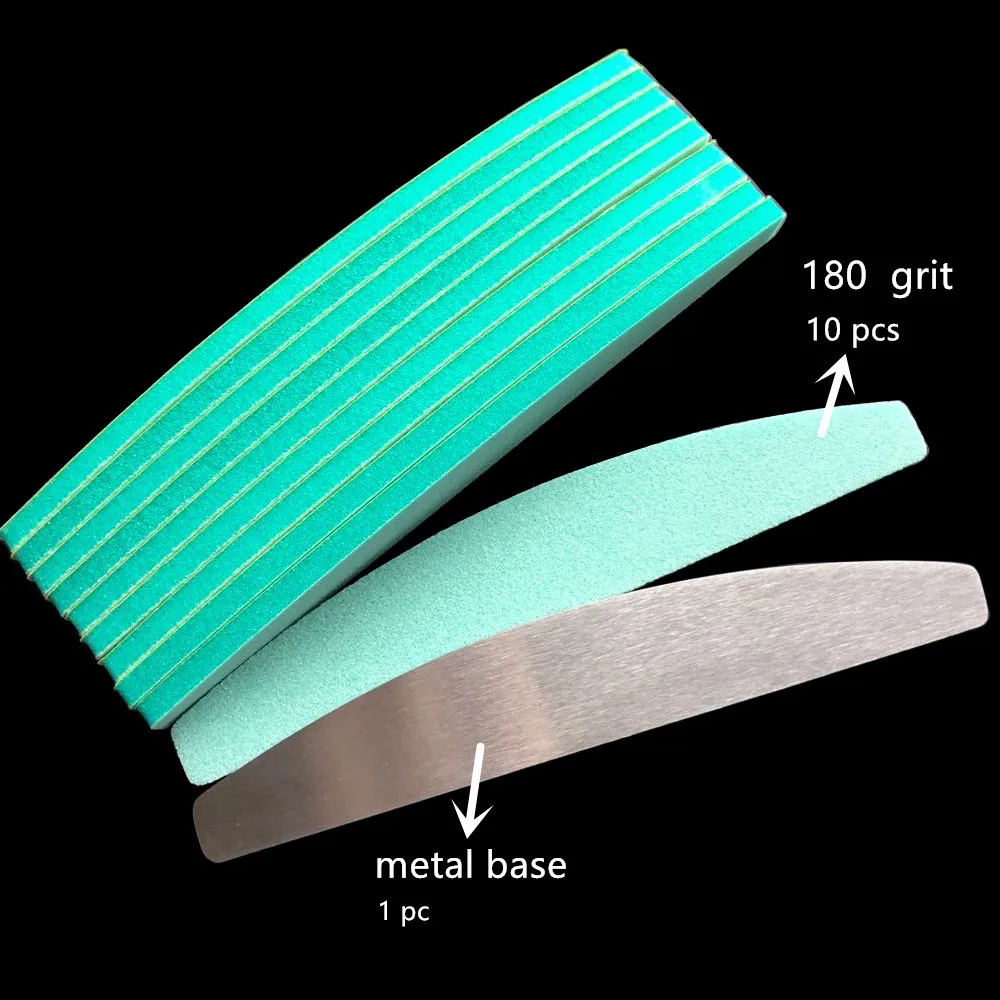 1 шт. металлическое основание и 10 шт. Сменные накладки для ногтей Губка пилка в форме полумесяца Шлифовальная Пилка Для ногтей одноразовая пилка для ногтей
