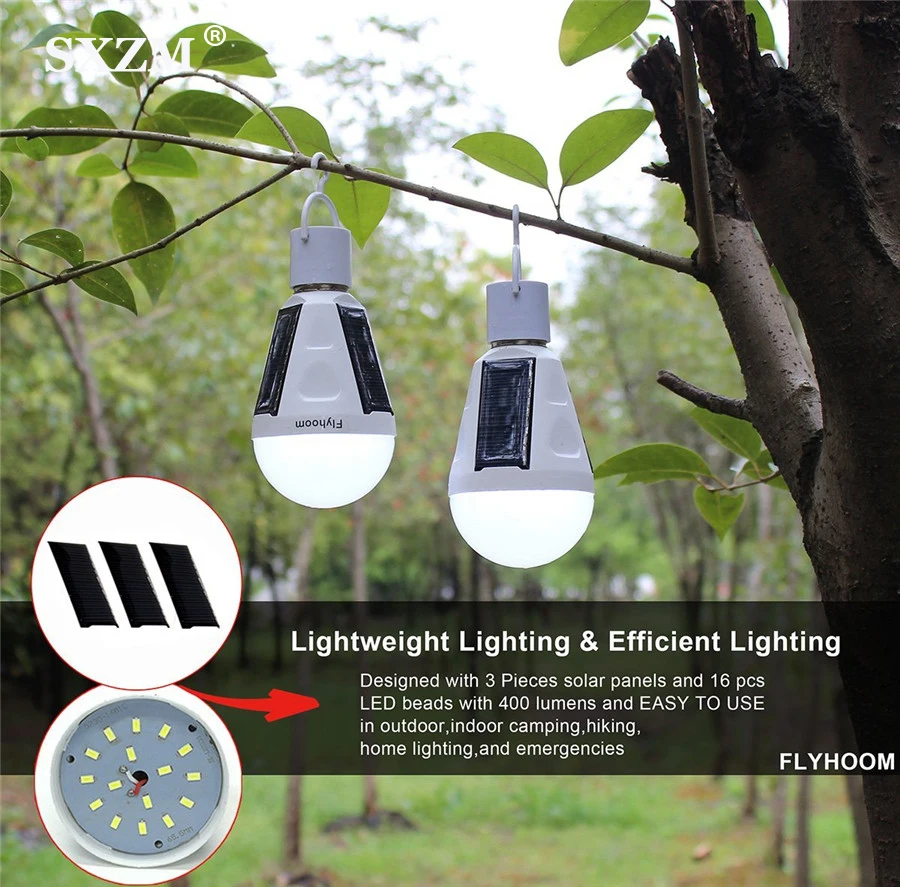

7W 12W LED Solar Lamp AC85V-265V LED Solar Bulb E27 Waterproof Outdoor Solar Light For Emergency Camping Hiking Fishing Light