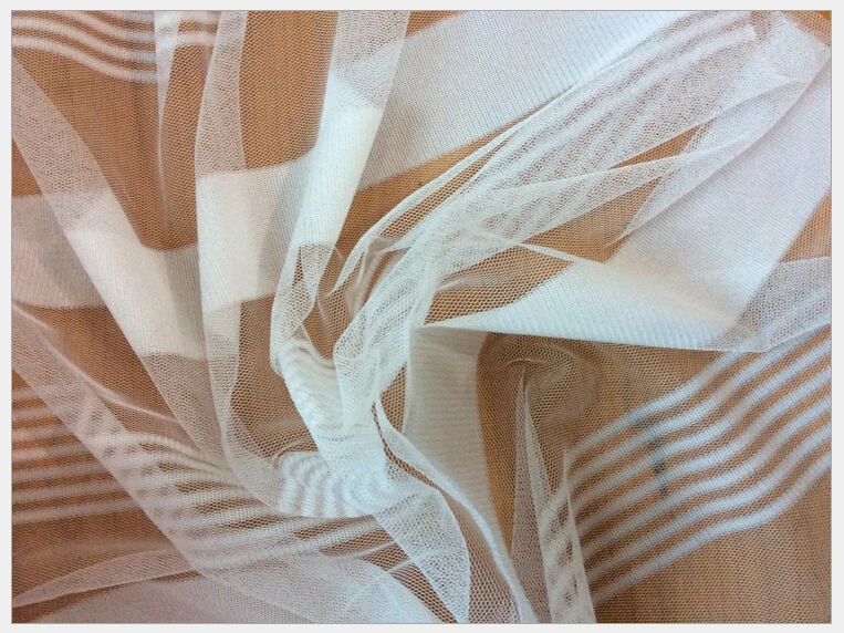 

Hot 63" 160cm wide Ivory stripe mesh net gauze French fabric for ball gown tutu skirt pettiskirt mosquito net back drop curtain
