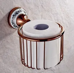 Розовое золото латунь держатель для туалетной бумаги основание фарфора корзина европейский держатель рулона бумаги ванная комната