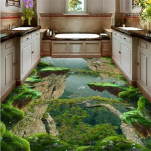 Beibehang виниловые полы водонепроницаемые пользовательские 3d Пол обои лес, долина виниловые полы ванная комната современные обои