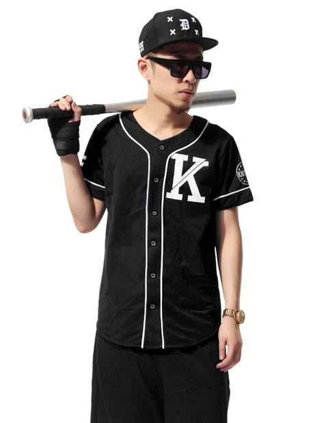 Camisas manga para hombre, camisas de béisbol ajustadas a la moda, de estilo Hip hop, cárdigan con botones, ropa de marca - AliExpress