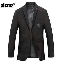 Aismz новые зимние Для мужчин Блейзер Casaco Masculino Hombre Slim Fit Бизнес Повседневное вышивка Vete Для мужчин футболка Homme 2018 Для мужчин s пиджаки куртка