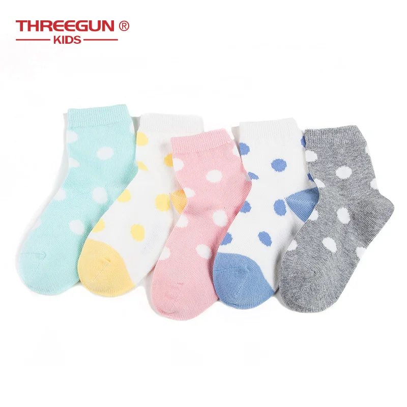 THREEGUN X disney/носки для девочек весенне-летние тонкие хлопковые дышащие эластичные носки ярких цветов для маленьких девочек 5 пар в партии