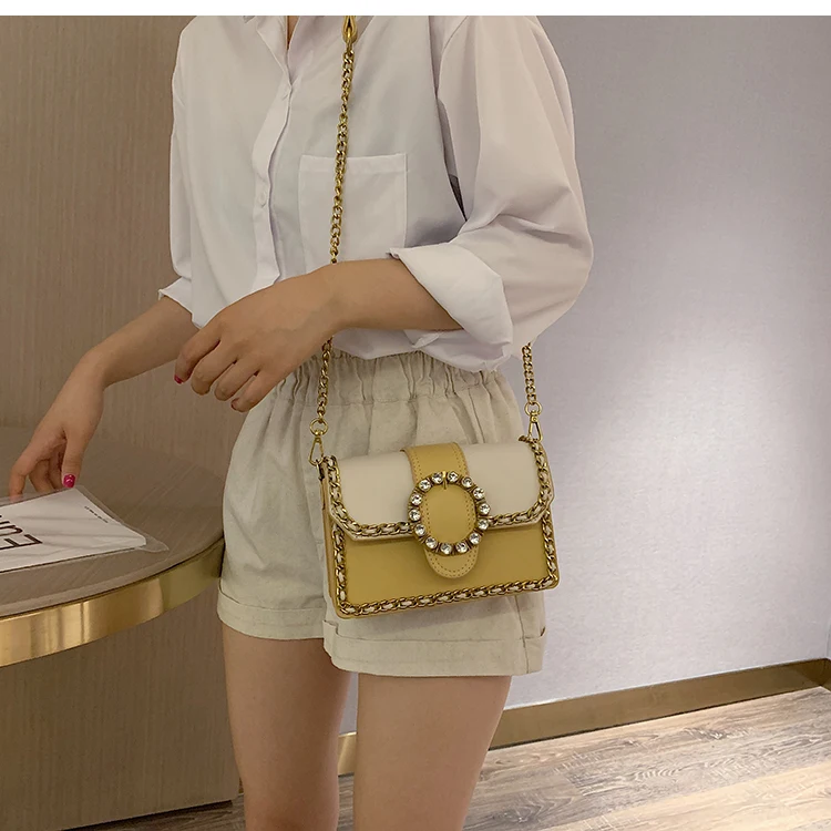 Роскошная Брендовая женская квадратная сумка, новая качественная женская дизайнерская сумка из искусственной кожи, алмазный замок, цепочка на плечо, сумки-мессенджеры
