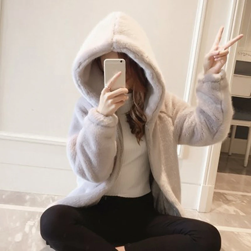 Lungh Vestiti Faux Del Più Donne Inverno pink Maniche Cappotto Di Rivestimento Il Giacca Caldi Modo Cappuccio grey Della A Con Formato Delle White Pelliccia p4qvYWCRwq