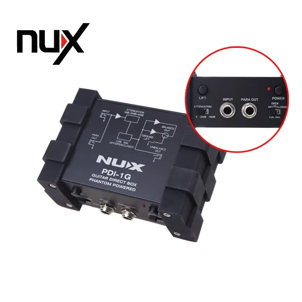 NUX PDI-1G гитары прямого впрыска Phantom power Box аудио микшер Para Out компактный дизайн металлический корпус