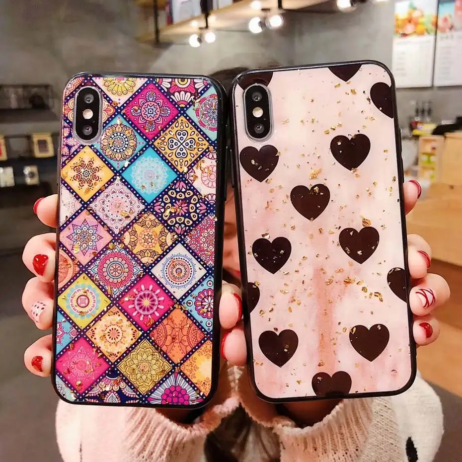 Glitter Gold Foil Case For iPhone XR XS MAX 6 7 8 X Luxury Bling Back Cover 8Plus 6s Plus fundas Coque |