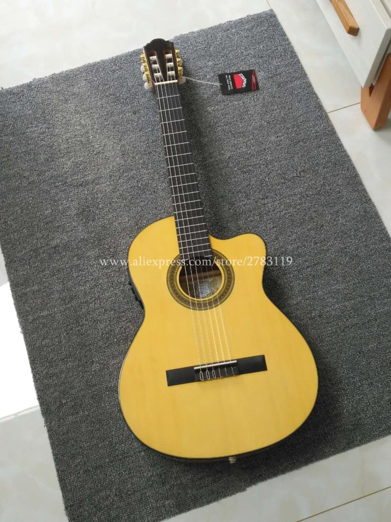 Professional Handmade Cutaway 39 inch Electric Acoustic Flamenco guitar With Spruce/Aguadze Body,Classical guitar with pickup Professional Handmade Cutaway 39 inch Electric Acoustic Flamenco guitar With Spruce/Aguadze Body,Classical guitar with pickup