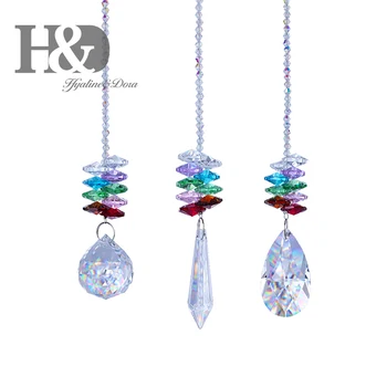 

H&D Chakra Pendant Sparkle Crystal Ball Prism Rainbow Maker Hanging Suncatcher Garden/Window Sun Cacther Gifts, Pack of 3