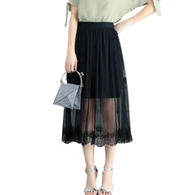 Летняя новая кружевная плиссированная юбка средняя длинная юбка Rok офисные юбки женская шикарная Женская юбка из тюля
