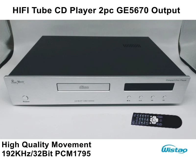 

HIFI Tube CD Player with 2pc GE5670 High Quality Movement 192KHz/32Bit PCM1795 Upgrade Version Black or Withe Panel 220V Audio