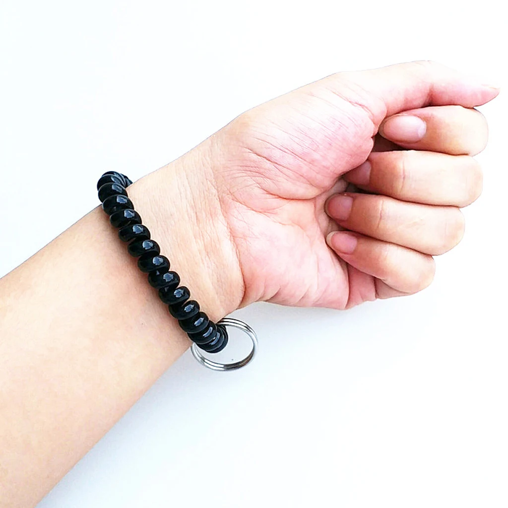 10Pcs Wrist Band Key Ring Chains Outdoor Sports Spiral Wrist Coil Keychains for Gym Fitness Running Scuba Diving Hiking Walking