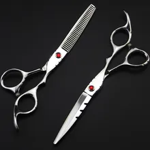 Профессиональный 6 дюймов и 5.5 дюймов 440C 9cr13 истончение горячие ножницы для резки Парикмахерская Cut Ножницы Набор Парикмахерские ножницы
