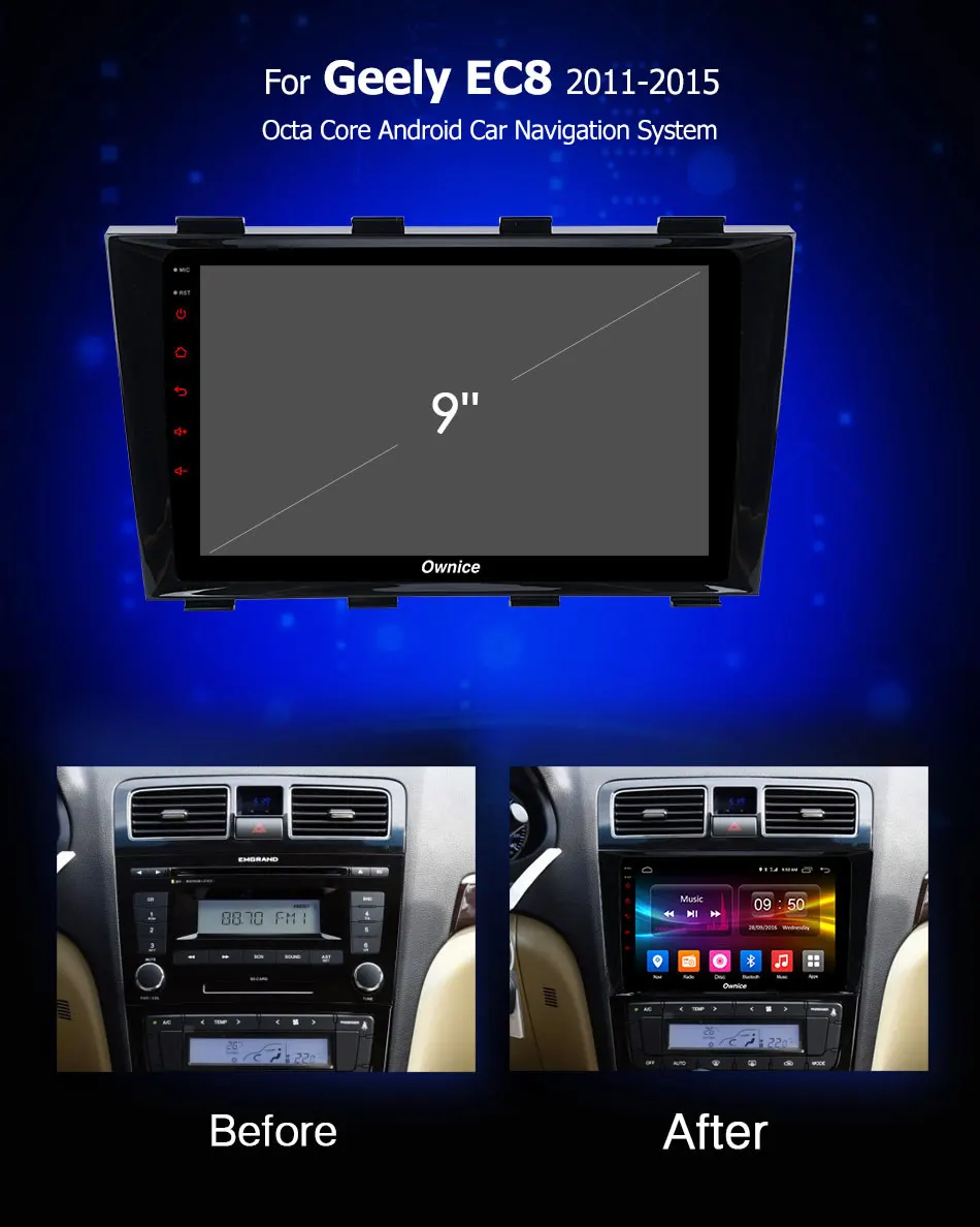 Top Android 8.1 2GB RAM 16GB 4 core Car DVD Player GPS Navi map RDS Radio wifi 4G Bluetooth 4.0 For Geely Emgrand EC8 2011-2015 5