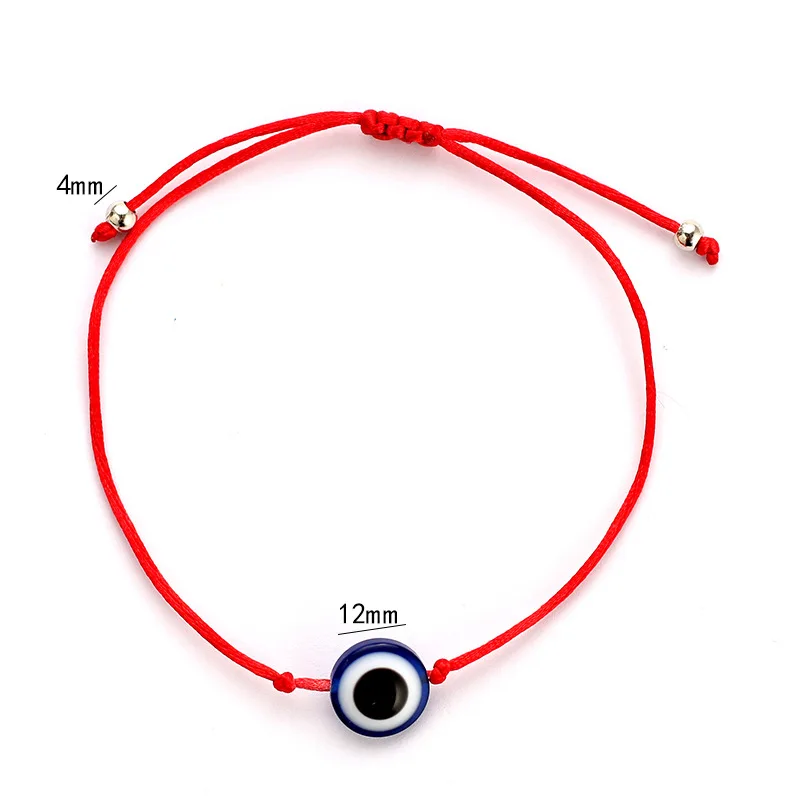 Lucky Red String браслет для женщин ручной работы плетеный нить сглаза шарм женский браслет веревка ювелирные изделия подарок на день рождения - Metal Color: 12mm