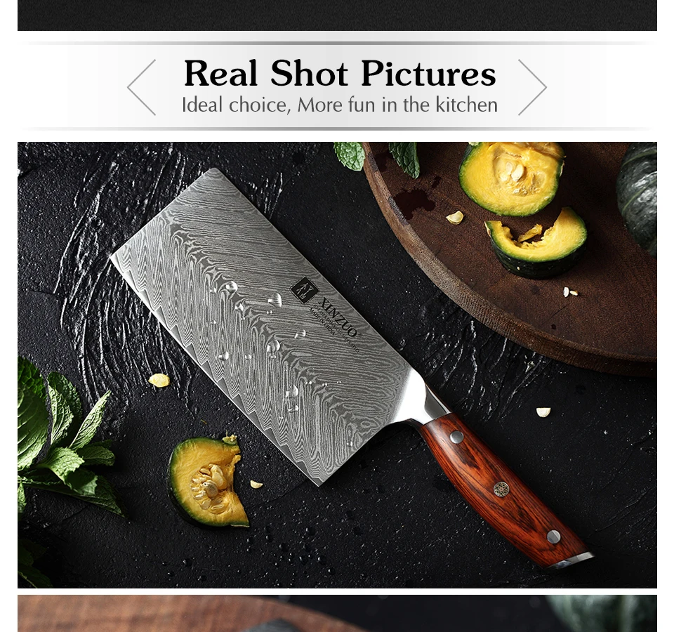 XINZUO 7 дюймов нож-Кливер из нержавеющей стали VG10 Дамасские инструменты для приготовления пищи для мяса лучший подарок ножи из розового дерева ручка