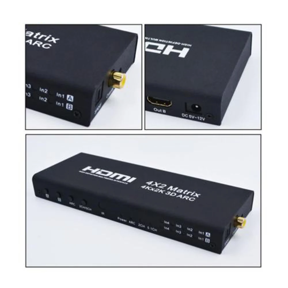 4K x 2K 3D ARC 1080P HDMI матрица 4x2 4 в 2 Выход HDMI переключатель сплиттер адаптер SPDIF коаксиальный R/L выход для компьютера DVD tv