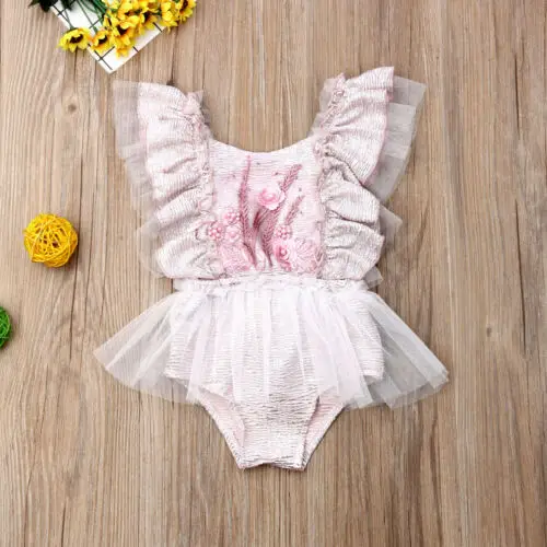 PUDCOCO/комбинезон с рюшами на рукавах и цветочным принтом для новорожденных девочек; комбинезон; одежда; пляжный костюм; - Цвет: Розовый