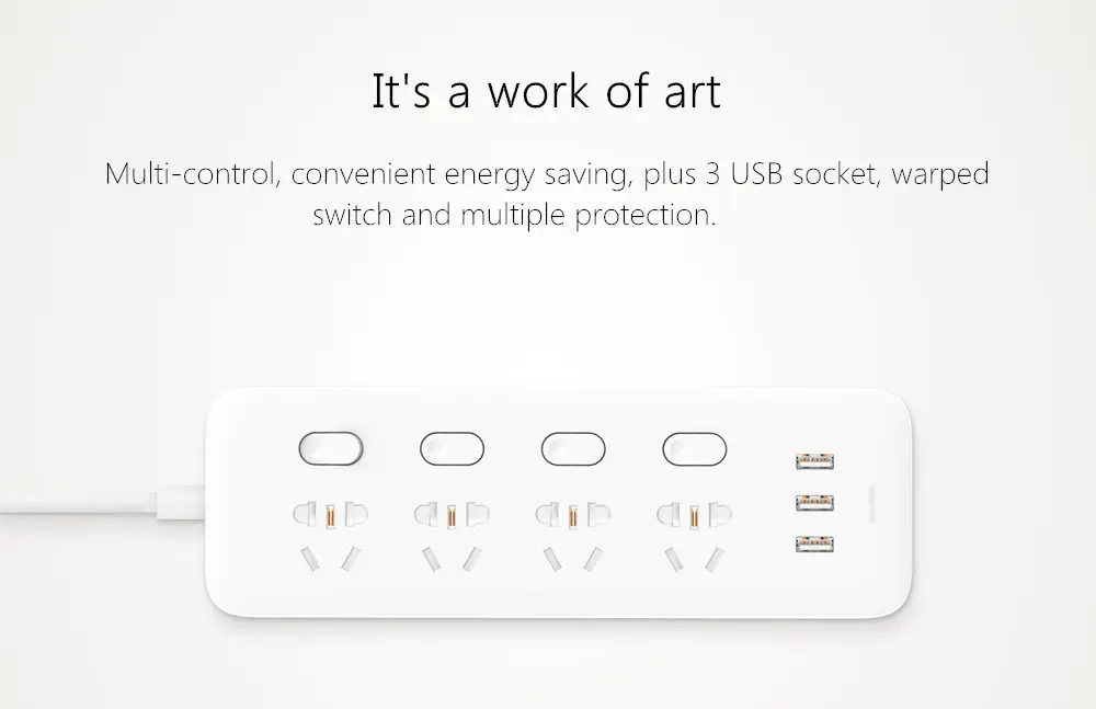 Новинка Xiaomi Mijia Smart power Strip 4 розетки 4 индивидуального управления 3 USB 5 В 2.1A Быстрая зарядка удлинители розетки с защитной дверью