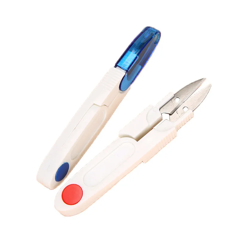 

DIY U-shaped plastic scissors with protection cap professional cross stitch sewing spring scissors color sent randomly