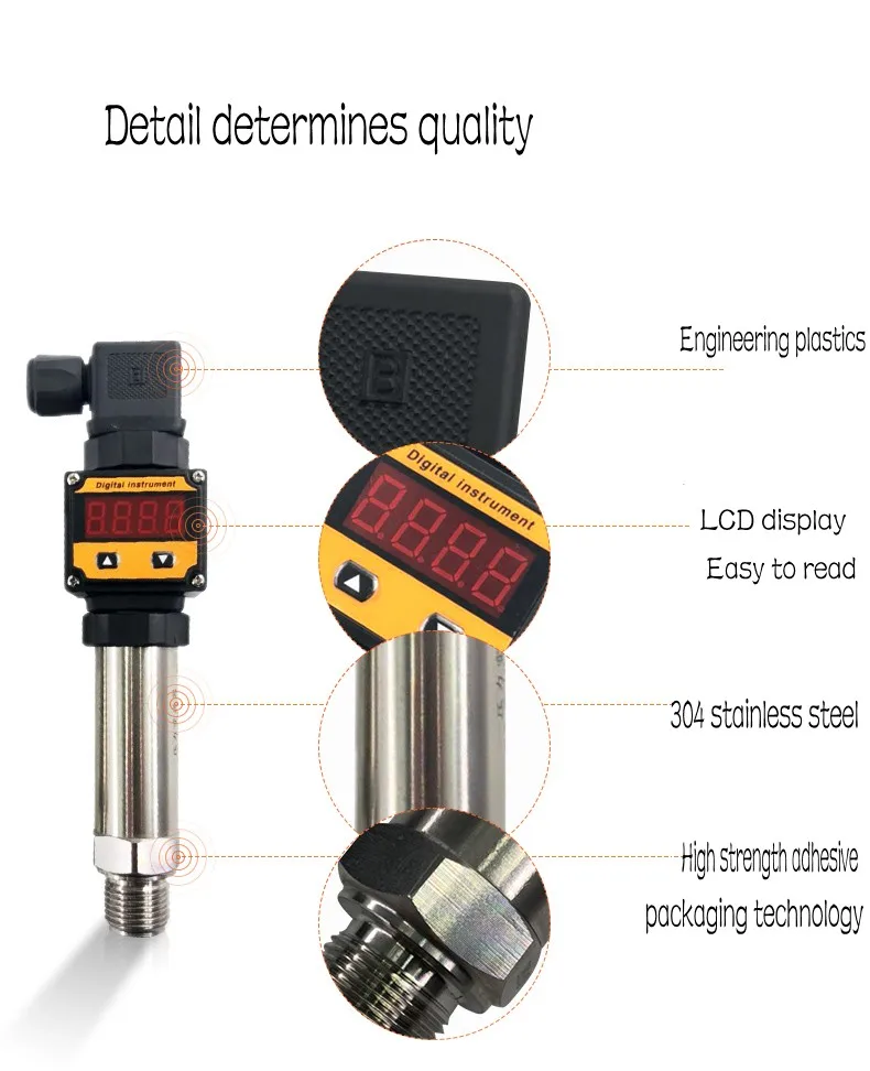 Недорогой ЖК-дисплей диффузный кремниевый датчик давления 4-20mA гидравлический давление ударопрочность датчик давления WK-131