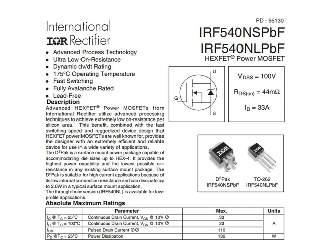 IRF540N MOSFET Pinout, Features, Equivalent Datasheet, 59% OFF