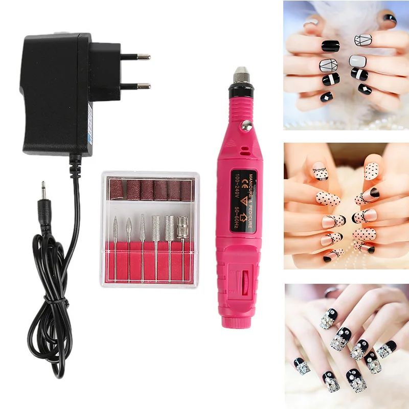 1Set Power Electric Nail Drill Machine Kit Nail Tips Manicure Machine Nail Art Pen Pedicure Nails Art Tools EU/US Plug Dropship