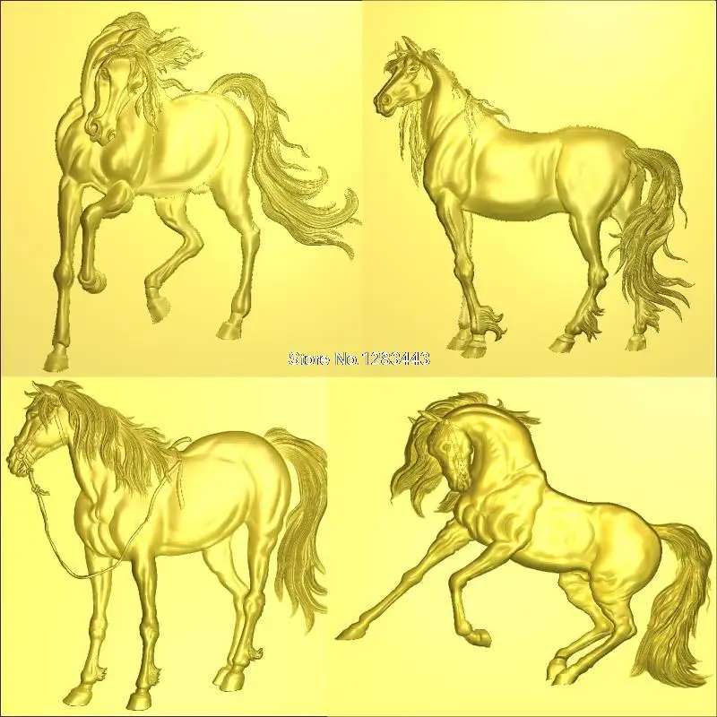 14PCS 3D horse High quality New 3D model for cnc 3D carved figure sculpture machine in STL file fine horse