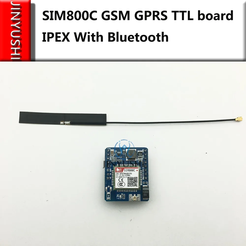 JINYUSHI для SIM800C GSM GPRS 2G TTL макетная плата + FPC Антенна IPEX с Bluetooth DTU четырехдиапазонный