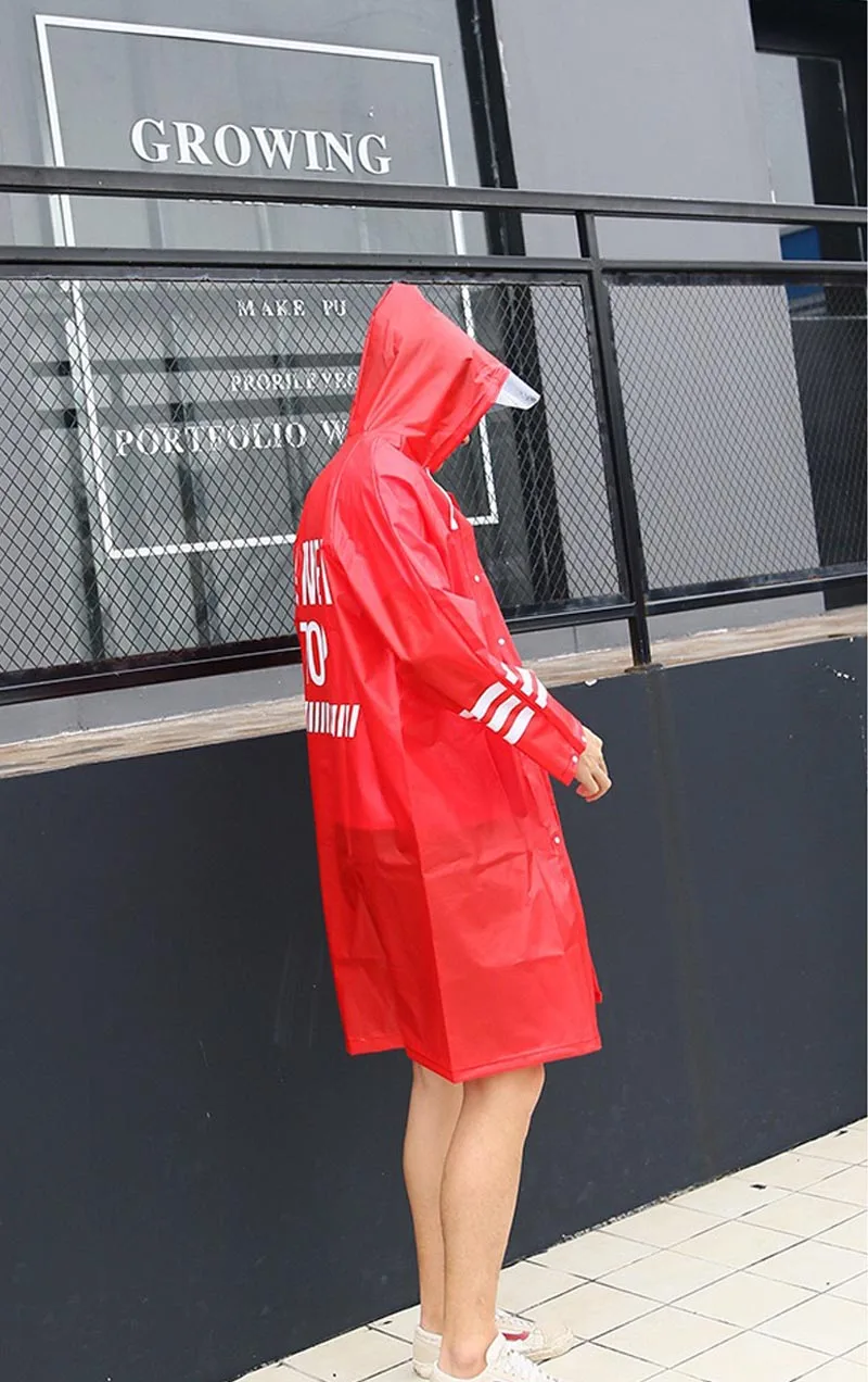 Мужской модный плащ-дождевик для женщин, уплотненный непромокаемый плащ, черный дождевик, красный плащ-пончо, водонепроницаемый дождевик с капюшоном