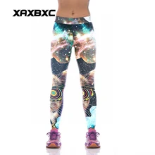 NEW KYK1044 Sexy Girl Women Starry Sky Cat Star 3D Prints High Waist Polyester Fitness Leggings Pants Plus Size