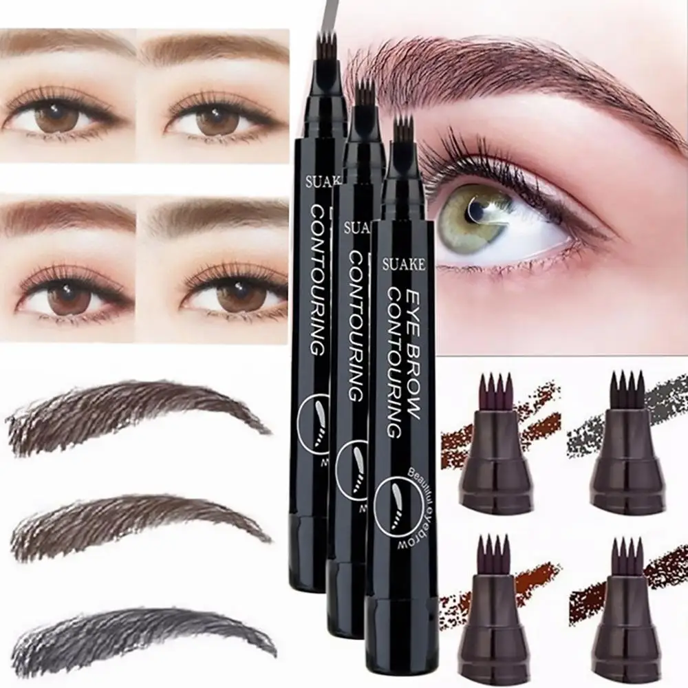 

Eyebrow Pen Waterproof Fork Tip Eyebrow Tattoo Pencil Long Lasting Professional Fine Sketch Fork Tip Liquid Eye Brow Pencil