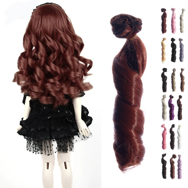 BJD SD Doll Wigs Hair For Barbie Doll DIY High temperature Wire Curly Wave Wig Natural Color