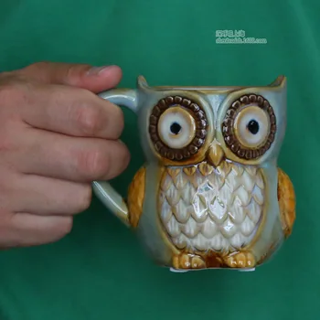 

Cute Owl Mugs Cartoon Coffee Mug Ceramic Milk Tea Cups 300ml Breakfast cup thermal water bottle Funny Gifts For Kids Collection