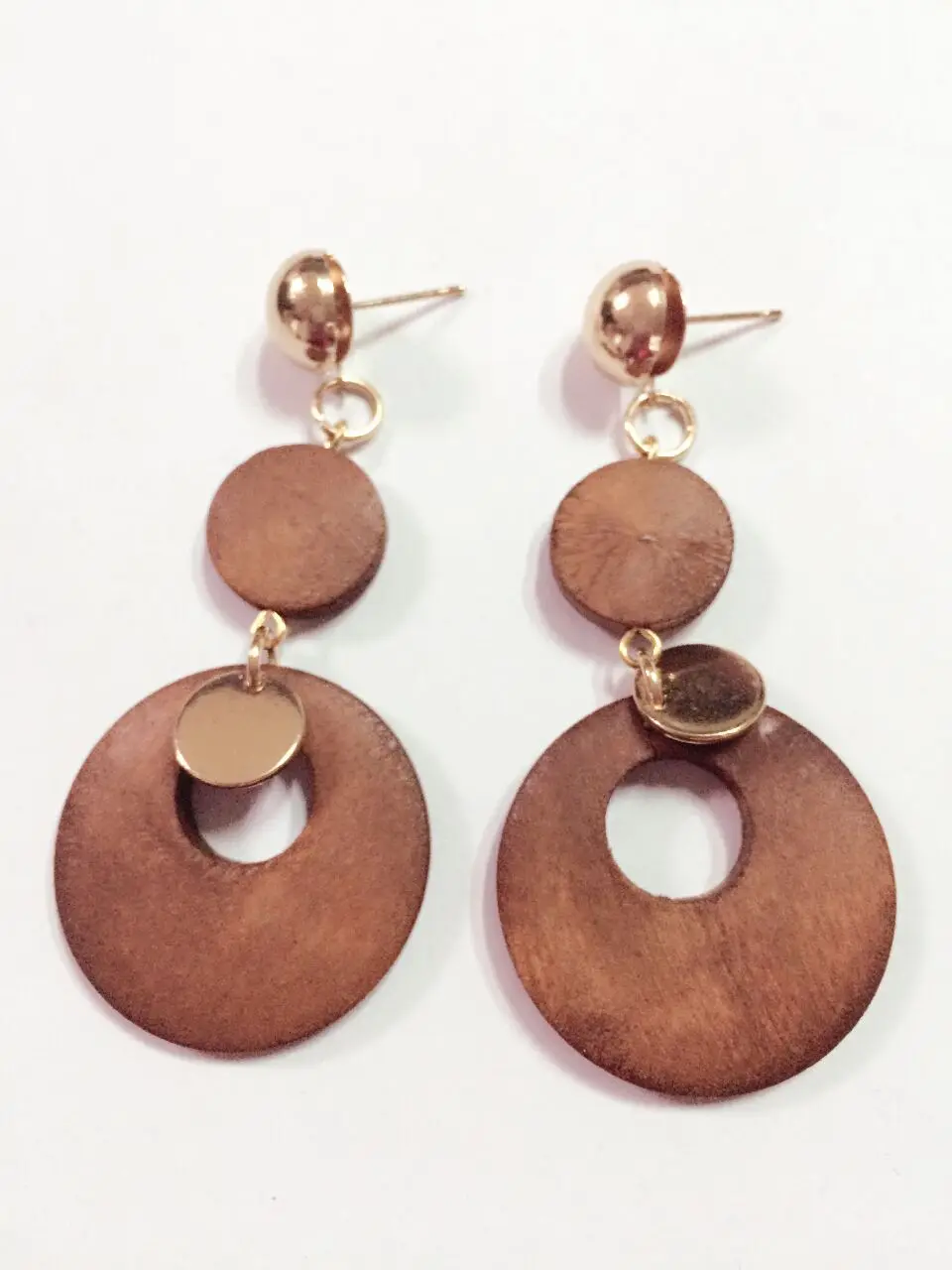 

good quality african wood earrings jewelry pair 2016 new design round personality hollow latest