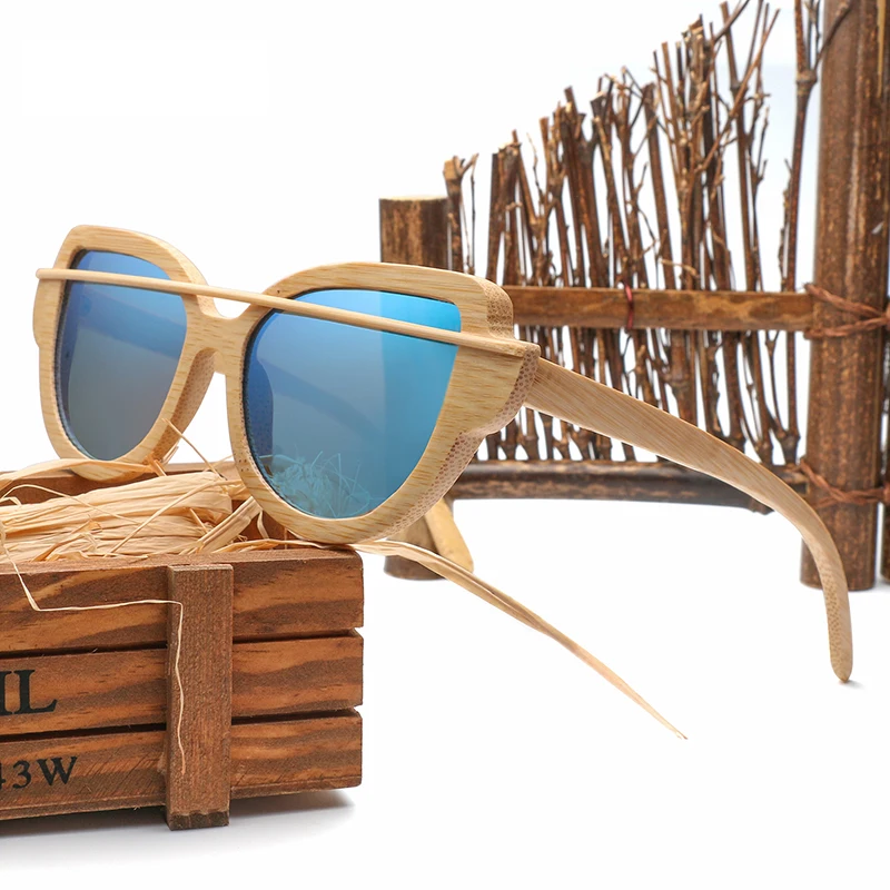 Design Brown Verschiffen 2018 Und Uv400 orange Sonnenbrille green Frauen 1904 Objektiv Polarisierte Männer Für pink Bambus Holz Neue Freies silver Retro blue 56wra6