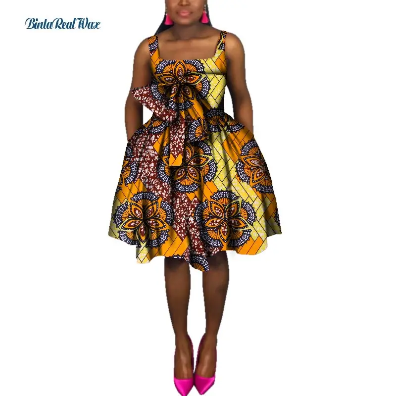 Комплект из обуви в африканском стиле Воск Принт платья женские, с бантиком и ремешком Анкара; платье до колен; платье в африканском стиле фут африканский дизайн женская одежда WY174 - Цвет: 9
