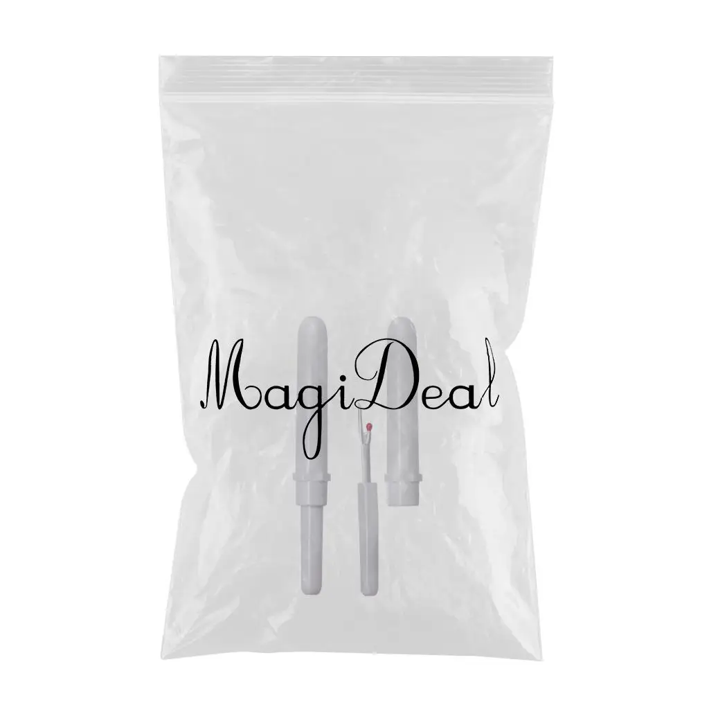 2 Pieces 8.2cm Steel White Seam Ripper Sewing Tool Stitch Thread Unpicker Hole Cutter with Plastic Cap