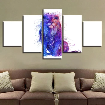 

Framework Home Decoration Wall HD Prints 5 Pieces Abstract Animal Lion Canvas Poster Living Room Modular Art Paintings Pictures