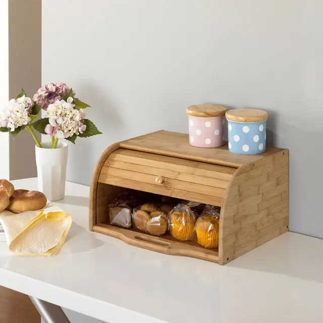 Creative Bamboo Bread Dust Proof Case Europe Style Eco Kitchen Creative Bamboo Bread Dust Proof Case Europe Style Eco Kitchen Storage Holders Natural Wood Table Organizer Box