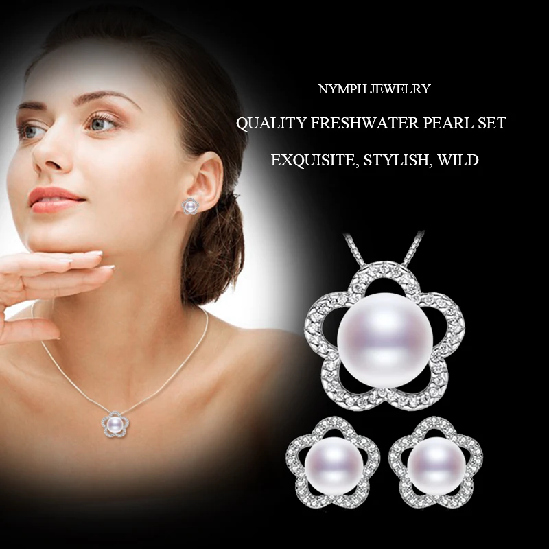 [ZHIXI] комплект ювелирных изделий из жемчуга 925 пробы серебро натуральный пресноводный жемчуг ожерелье кулон серьги ювелирные украшения для женщин T249