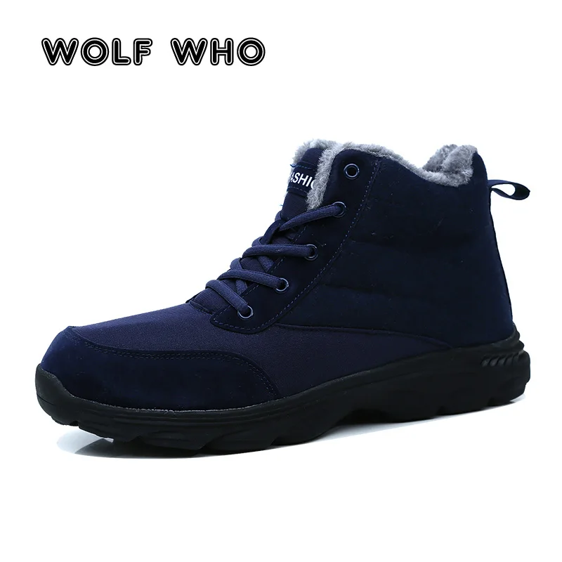 

WOLF WHO Men Canvas Winter snow Boots Man Plus Size Tennis Sneakers For Winter Ankle Boots Male Warm Casual Botas Hombre X-137